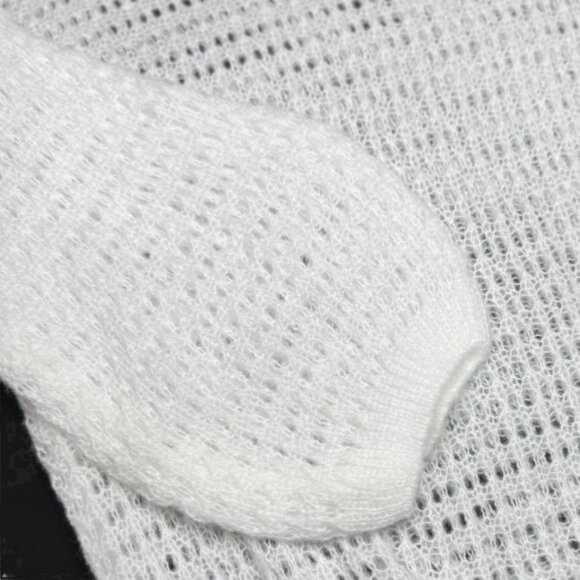 NEW Open Knit Sweater Sz L White Wool Blend Soft Fluffy Boho Minimalist - Picture 8 of 11